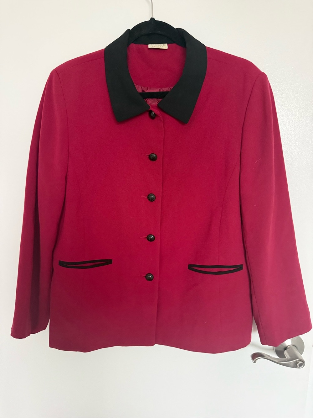 Koret Red Blazer with Black Collar and Trim